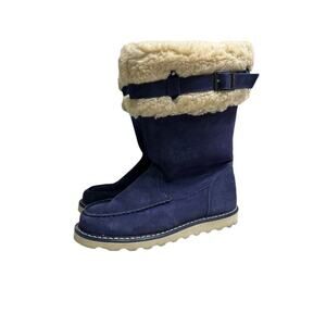 BEARPAW Women’s Blue Cow Suede Sherpa‎ Lined Winter Boots - Buckle - 10